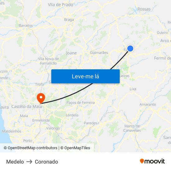 Medelo to Coronado map