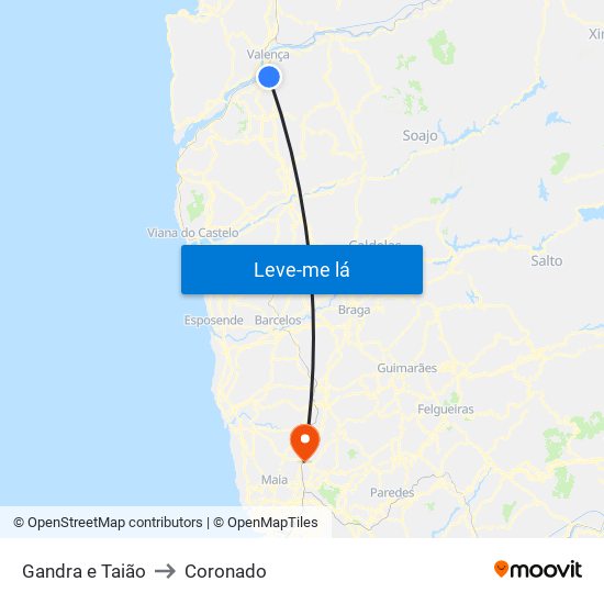Gandra e Taião to Coronado map