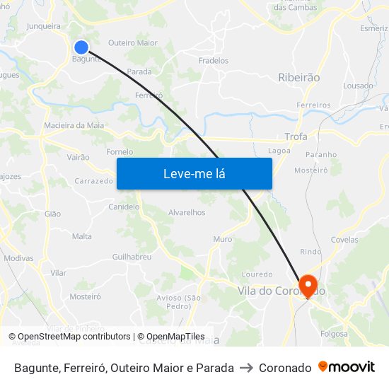 Bagunte, Ferreiró, Outeiro Maior e Parada to Coronado map