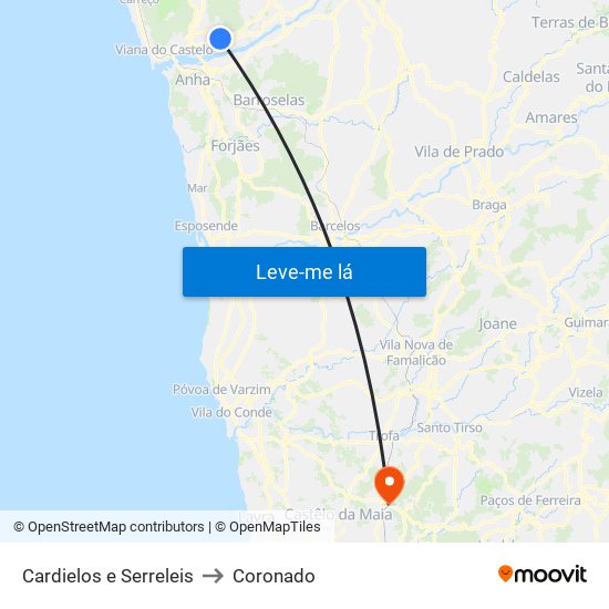 Cardielos e Serreleis to Coronado map