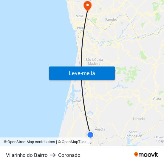Vilarinho do Bairro to Coronado map