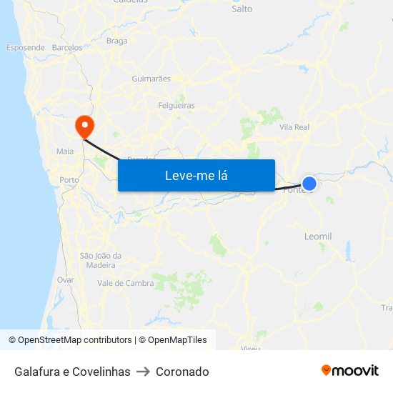 Galafura e Covelinhas to Coronado map