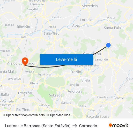 Lustosa e Barrosas (Santo Estêvão) to Coronado map