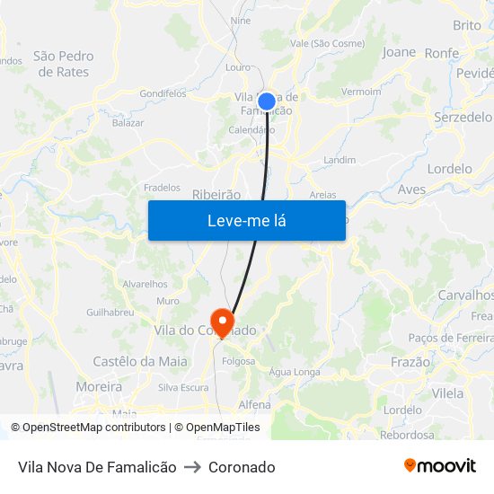 Vila Nova De Famalicão to Coronado map