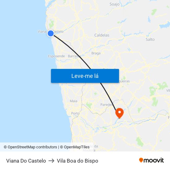 Viana Do Castelo to Vila Boa do Bispo map