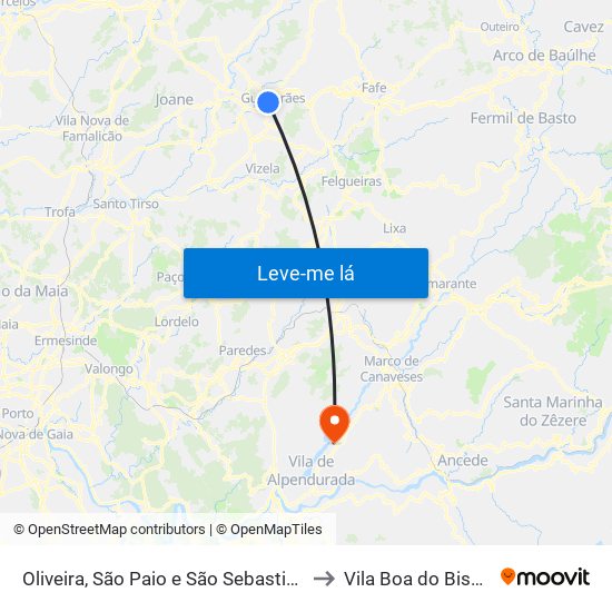 Oliveira, São Paio e São Sebastião to Vila Boa do Bispo map