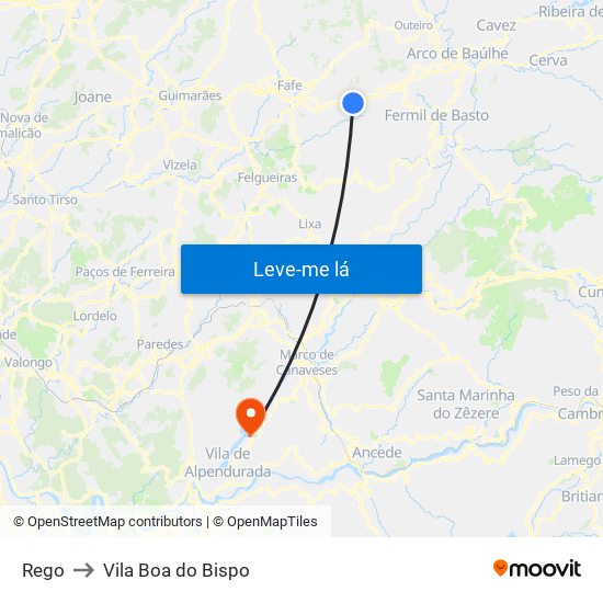 Rego to Vila Boa do Bispo map