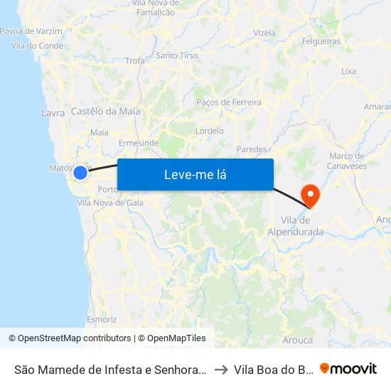 São Mamede de Infesta e Senhora da Hora to Vila Boa do Bispo map