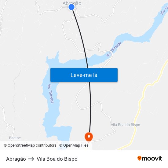 Abragão to Vila Boa do Bispo map