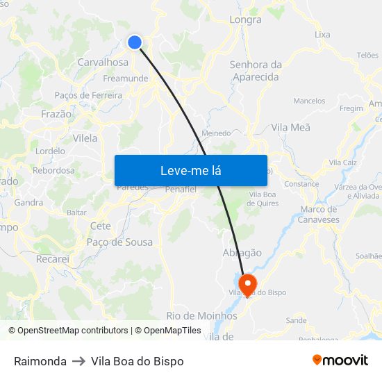 Raimonda to Vila Boa do Bispo map