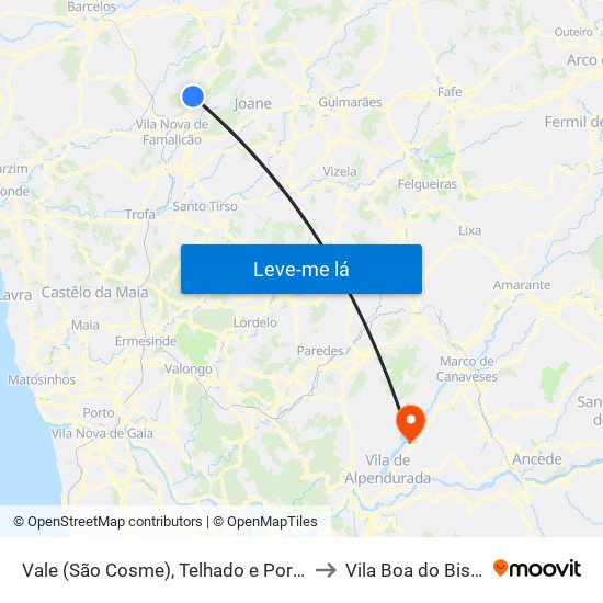 Vale (São Cosme), Telhado e Portela to Vila Boa do Bispo map
