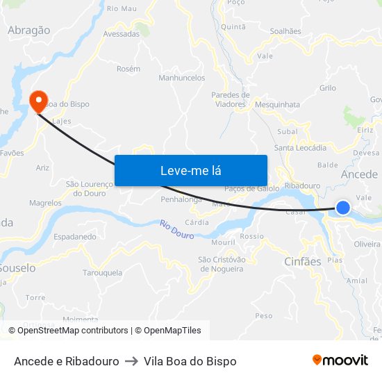 Ancede e Ribadouro to Vila Boa do Bispo map