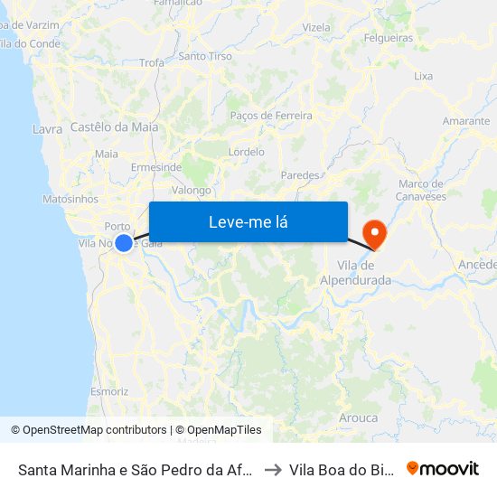 Santa Marinha e São Pedro da Afurada to Vila Boa do Bispo map