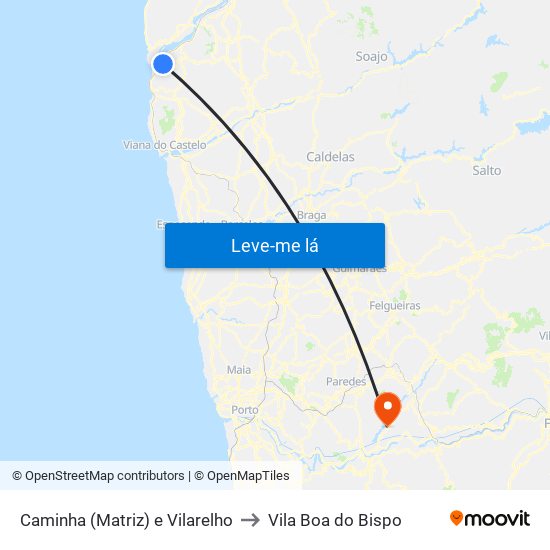 Caminha (Matriz) e Vilarelho to Vila Boa do Bispo map