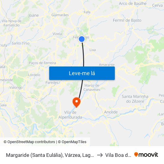 Margaride (Santa Eulália), Várzea, Lagares, Varziela e Moure to Vila Boa do Bispo map