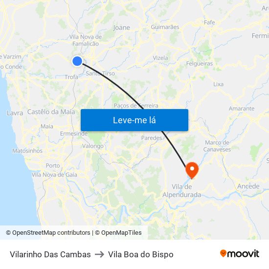 Vilarinho Das Cambas to Vila Boa do Bispo map