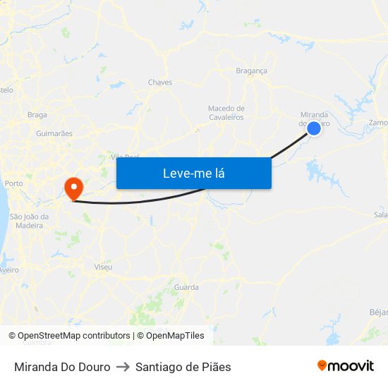 Miranda Do Douro to Santiago de Piães map