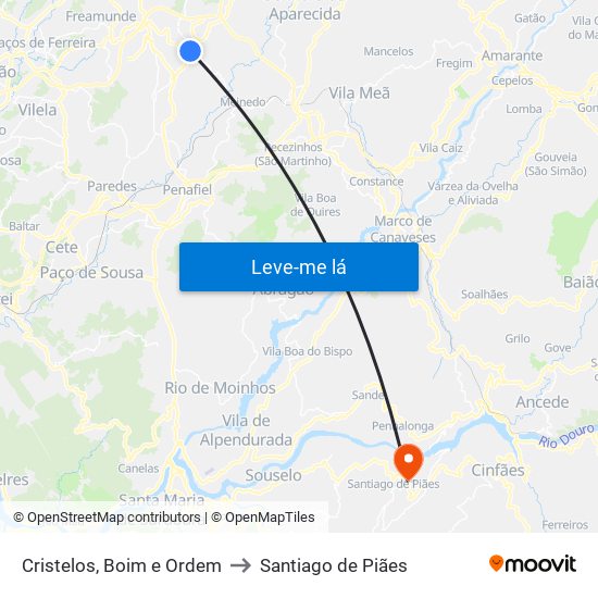 Cristelos, Boim e Ordem to Santiago de Piães map