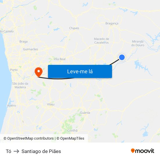 Tó to Santiago de Piães map