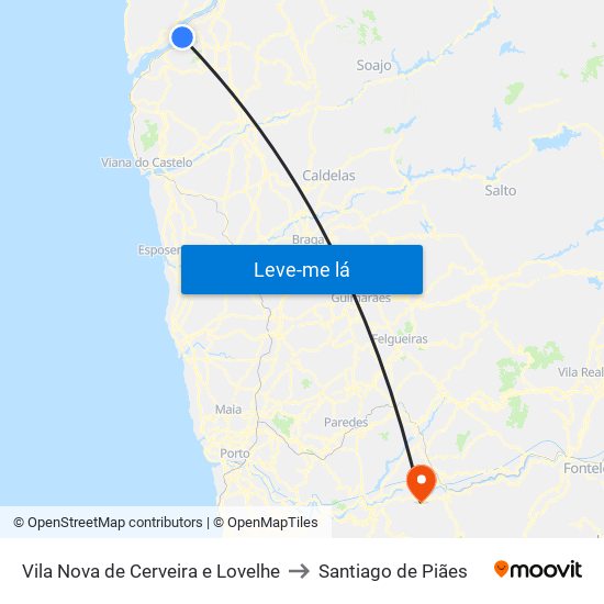 Vila Nova de Cerveira e Lovelhe to Santiago de Piães map