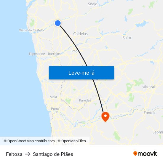 Feitosa to Santiago de Piães map