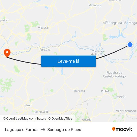 Lagoaça e Fornos to Santiago de Piães map