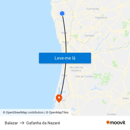 Balazar to Gafanha da Nazaré map