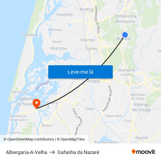 Albergaria-A-Velha to Gafanha da Nazaré map