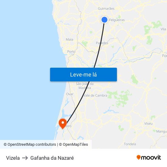 Vizela to Gafanha da Nazaré map