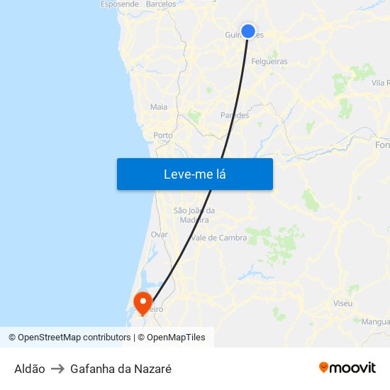 Aldão to Gafanha da Nazaré map