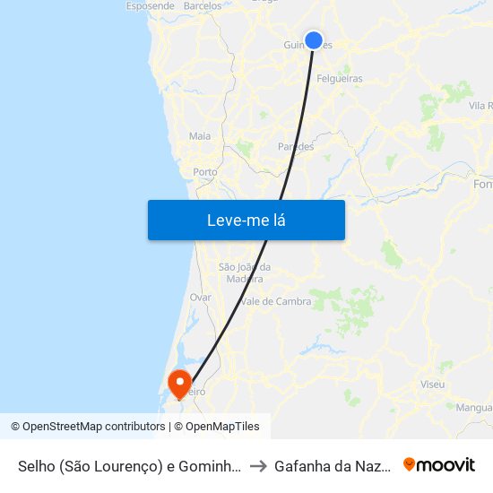 Selho (São Lourenço) e Gominhães to Gafanha da Nazaré map