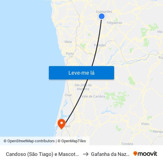 Candoso (São Tiago) e Mascotelos to Gafanha da Nazaré map