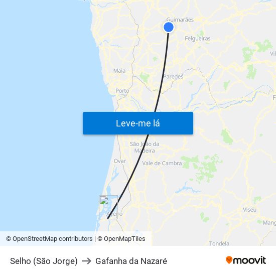 Selho (São Jorge) to Gafanha da Nazaré map