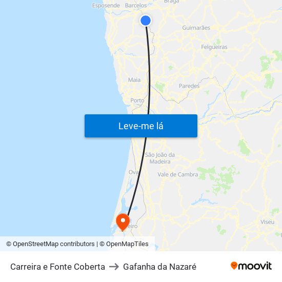 Carreira e Fonte Coberta to Gafanha da Nazaré map