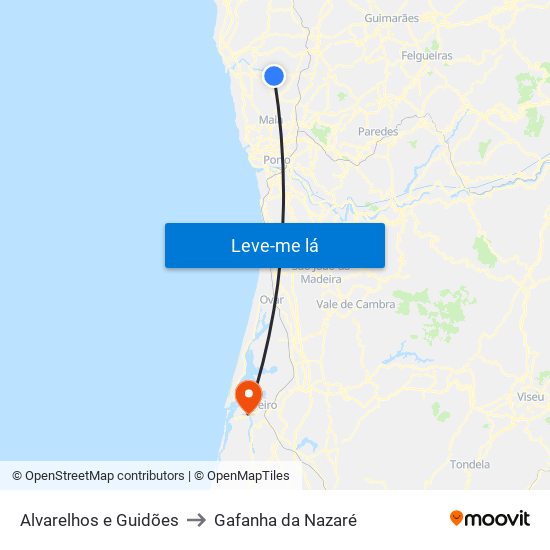 Alvarelhos e Guidões to Gafanha da Nazaré map