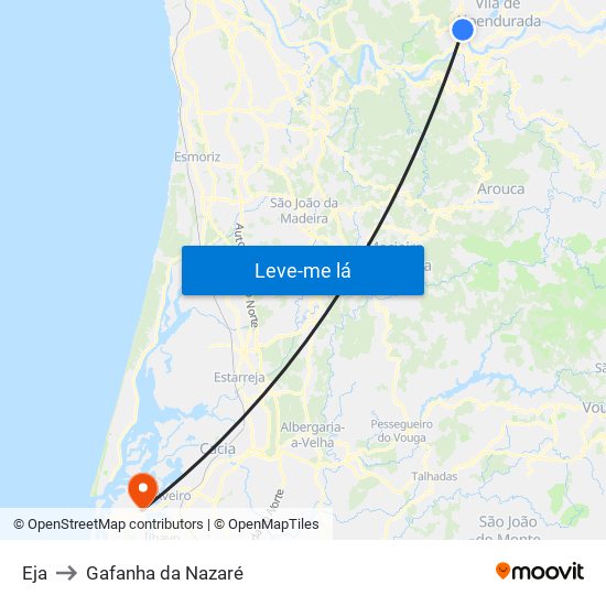 Eja to Gafanha da Nazaré map