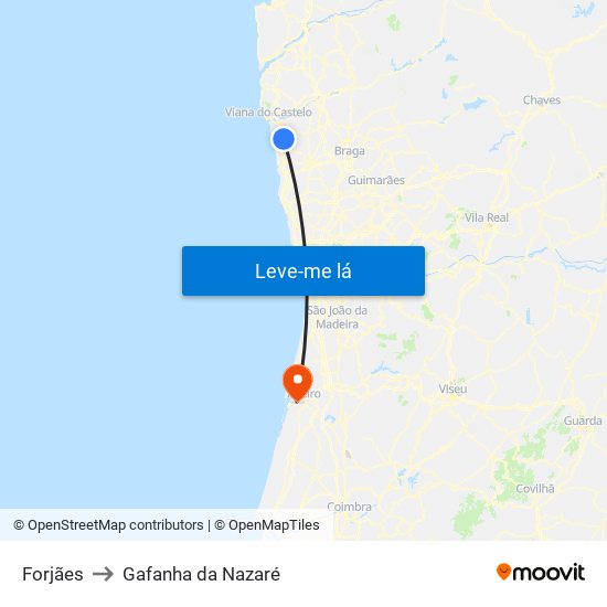 Forjães to Gafanha da Nazaré map