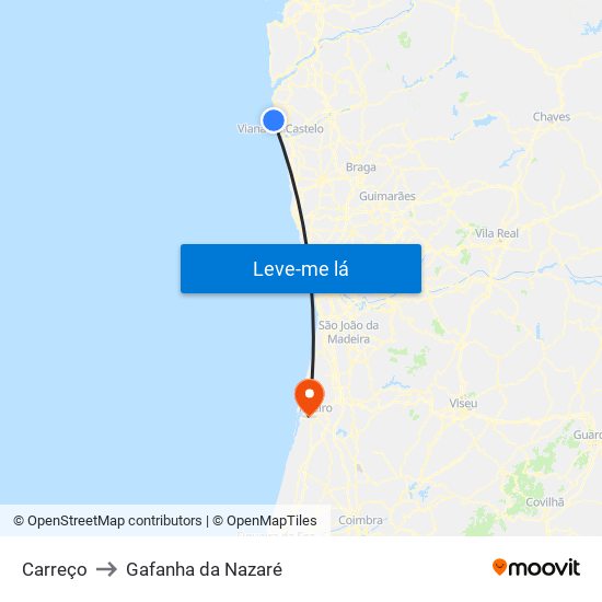 Carreço to Gafanha da Nazaré map