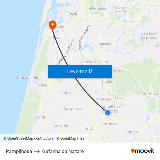 Pampilhosa to Gafanha da Nazaré map