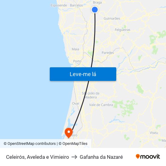 Celeirós, Aveleda e Vimieiro to Gafanha da Nazaré map