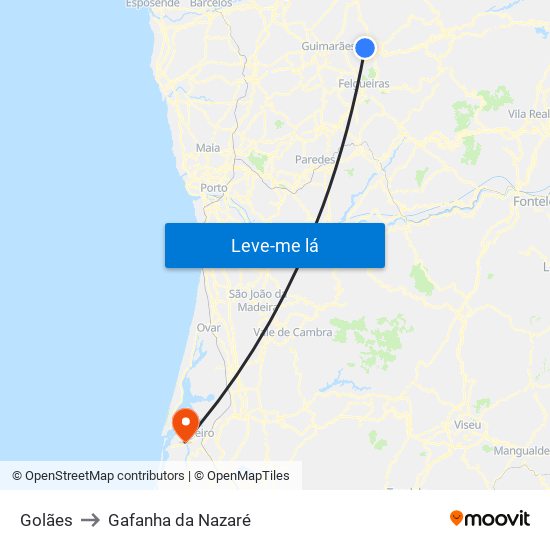 Golães to Gafanha da Nazaré map