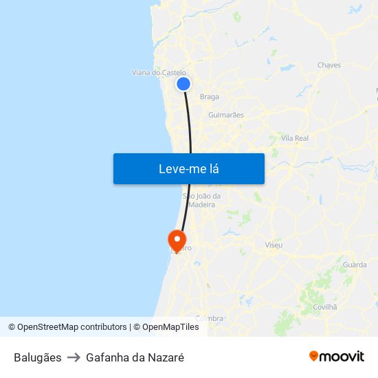 Balugães to Gafanha da Nazaré map