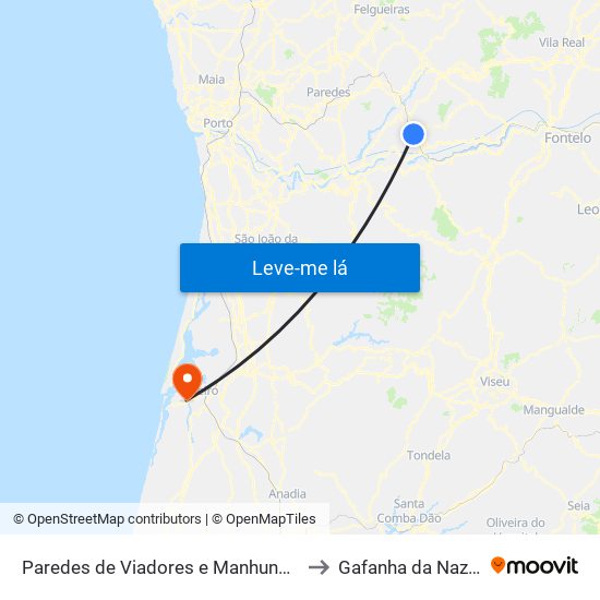 Paredes de Viadores e Manhuncelos to Gafanha da Nazaré map