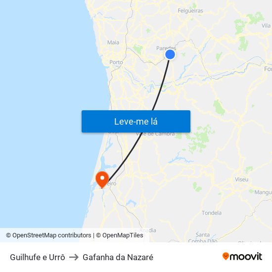 Guilhufe e Urrô to Gafanha da Nazaré map