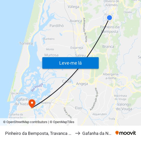 Pinheiro da Bemposta, Travanca e Palmaz to Gafanha da Nazaré map