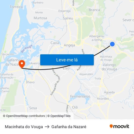 Macinhata do Vouga to Gafanha da Nazaré map