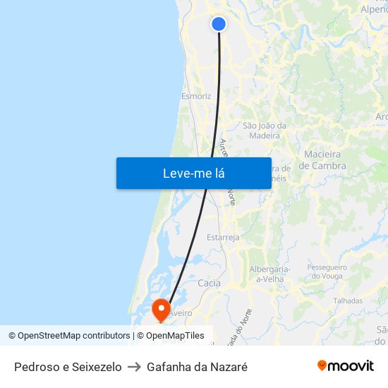 Pedroso e Seixezelo to Gafanha da Nazaré map