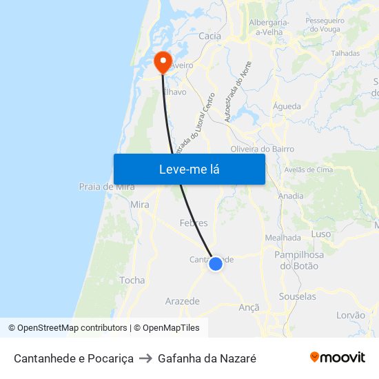 Cantanhede e Pocariça to Gafanha da Nazaré map
