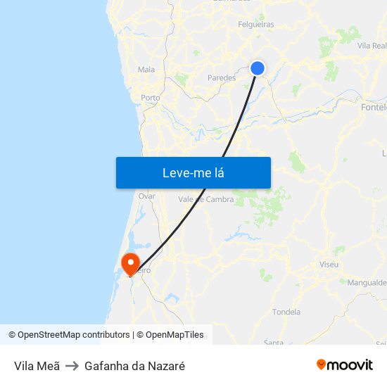 Vila Meã to Gafanha da Nazaré map