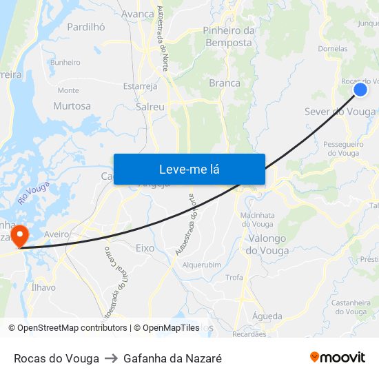 Rocas do Vouga to Gafanha da Nazaré map